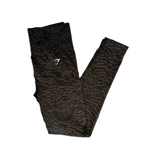 Gymshark Leggings Animal Print Black Fitness Gym Athleisure Workout Logo SZ S